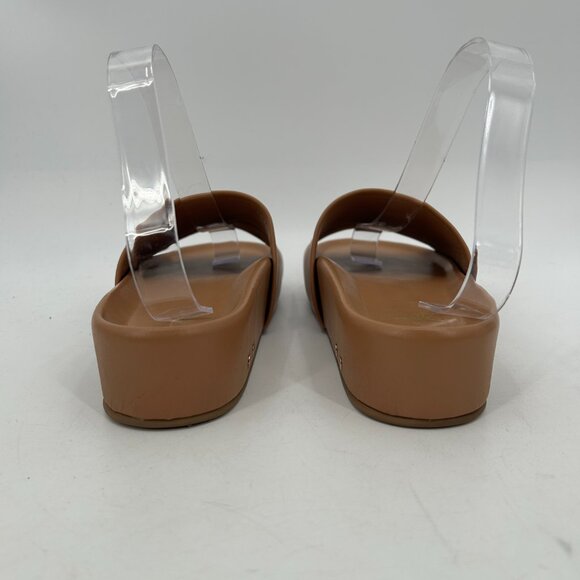 ANTHROPOLOGIE Beek Tan Brown Pelican Soft Leather Slide Platform Sandals Size 9 - Picture 6 of 8